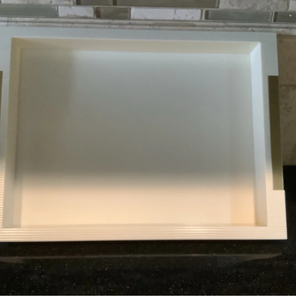 Vintage Estee Lauder Vanity Tray Cream with Brass Handle Accents EUC